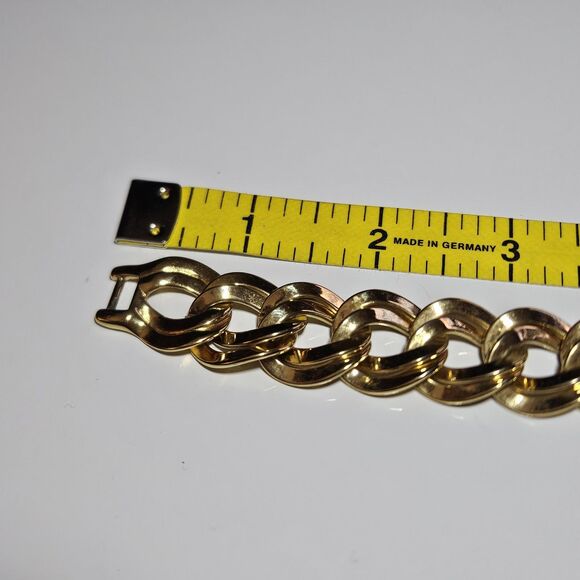 **Sale** VTG Monet Chain Bracelet Gold Tone Curb Link Classy Bold Statement 7.5" - Picture 10 of 16